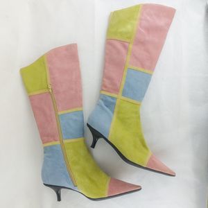 m.o.d retro knee high patchwork Boots